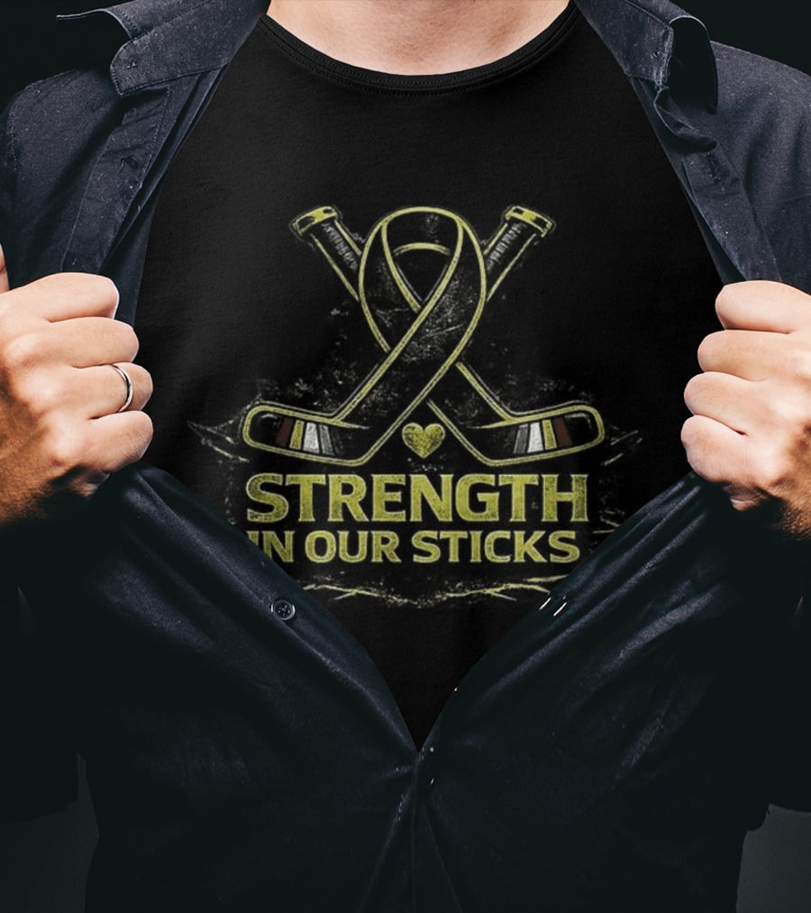 Strength In Our Sticks NHL Hockey Ribbon Support T-Shirt