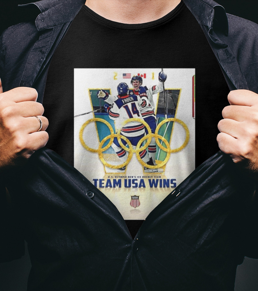 O.S. Olympic Men's Ice Hockey Team USA Wins Gold Against Canada 2 1 T-Shirt