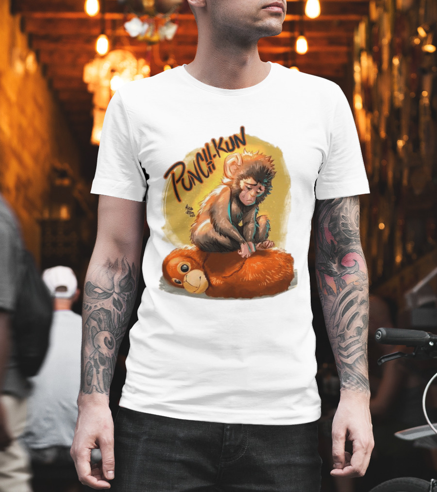 Punch Kun Sad Monkey Hugging Orange Figure T-Shirt