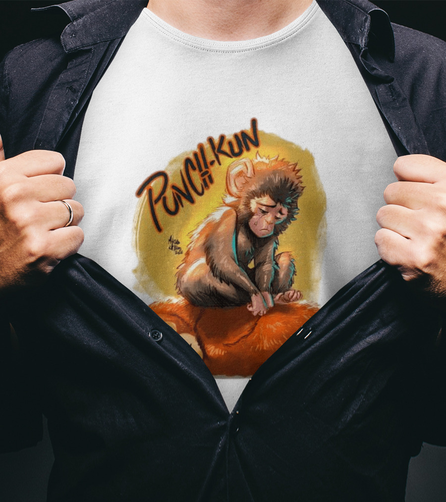 Punch Kun Sad Monkey Hugging Orange Figure T-Shirt
