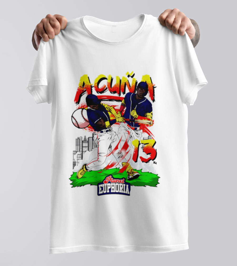 Acuna Euphoria Atlanta Braves 13 Hand Drawn T-Shirt