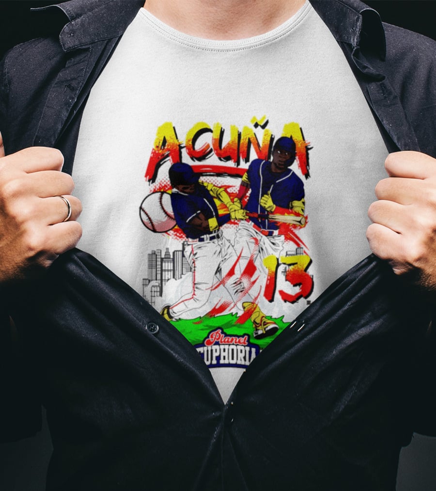 Acuna Euphoria Atlanta Braves 13 Hand Drawn T-Shirt