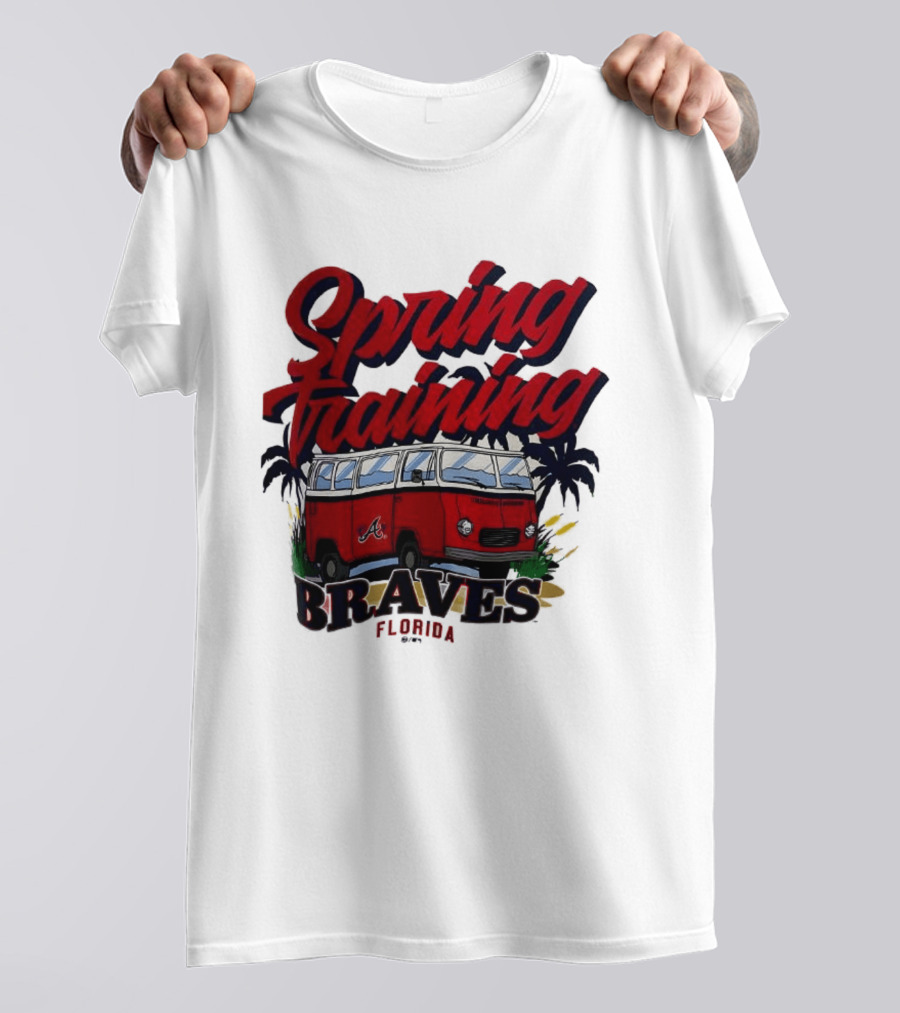 Spring Training Braves Florida Vintage VW Bus Palm Trees T-Shirt
