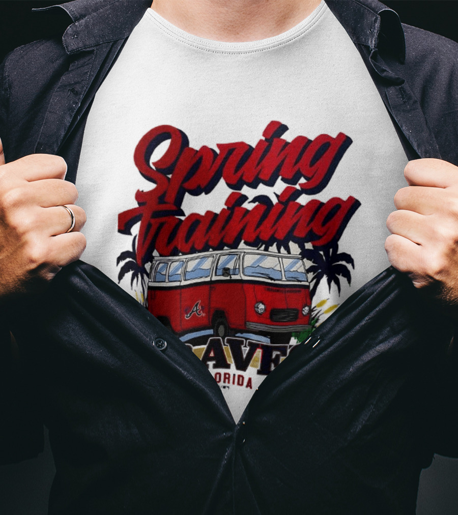 Spring Training Braves Florida Vintage VW Bus Palm Trees T-Shirt
