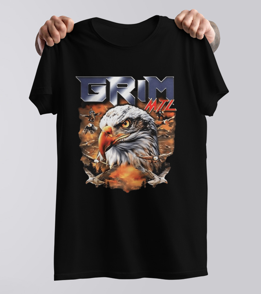 Grim MTL Bald Eagle Fierce Wildlife Scene T-Shirt