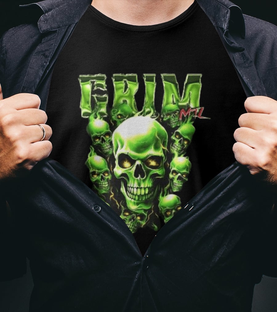 Grim MTL Green Skull Cluster Hommage To Juicy J T-Shirt