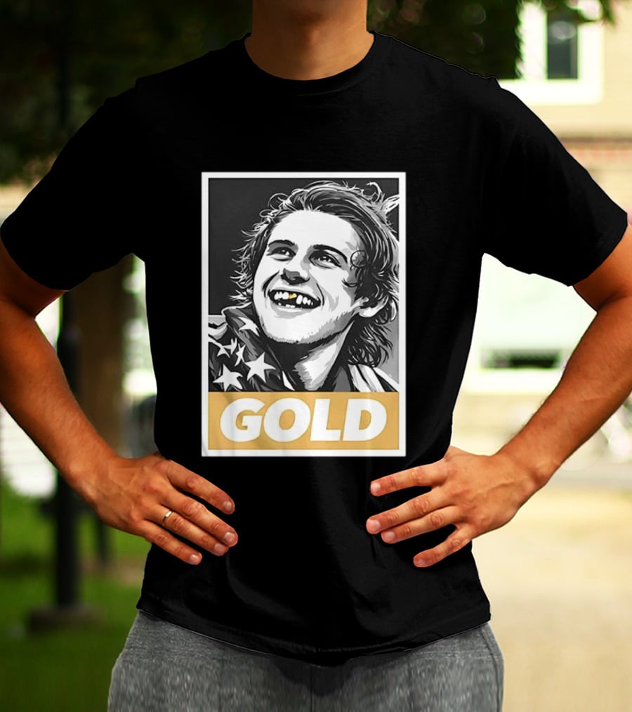Jack Hughes Team USA 2026 Gold Hockey Smile Iconic Victory Celebration T-Shirt