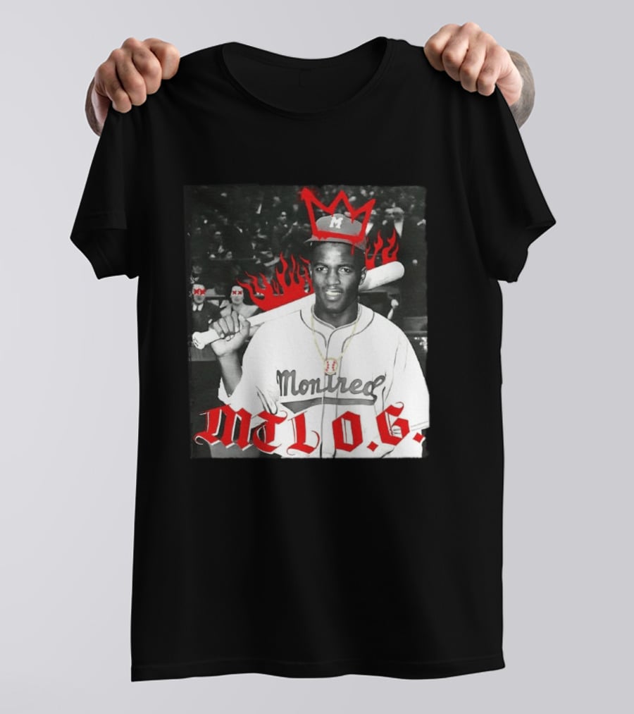 Jackie Robinson Montreal MTL O.G. Baseball Legend Icon Red Crown Flames T-Shirt