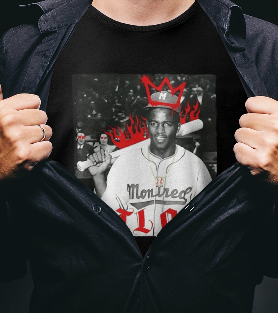 Jackie Robinson Montreal MTL O.G. Baseball Legend Icon Red Crown Flames T-Shirt