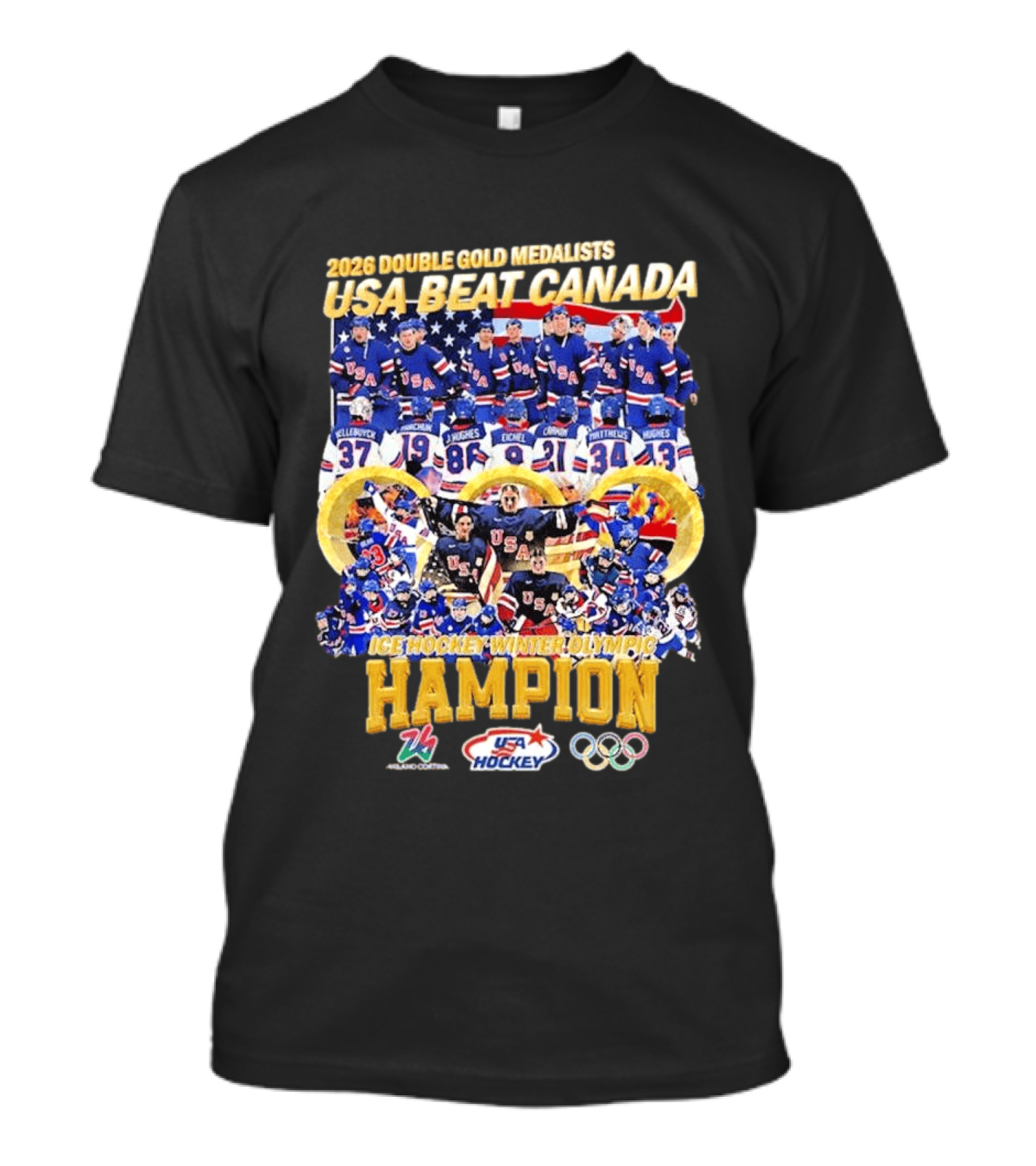 2026 Double Gold Medalists USA Beat Canada Ice Hockey Winter Olympic Champion T-Shirt