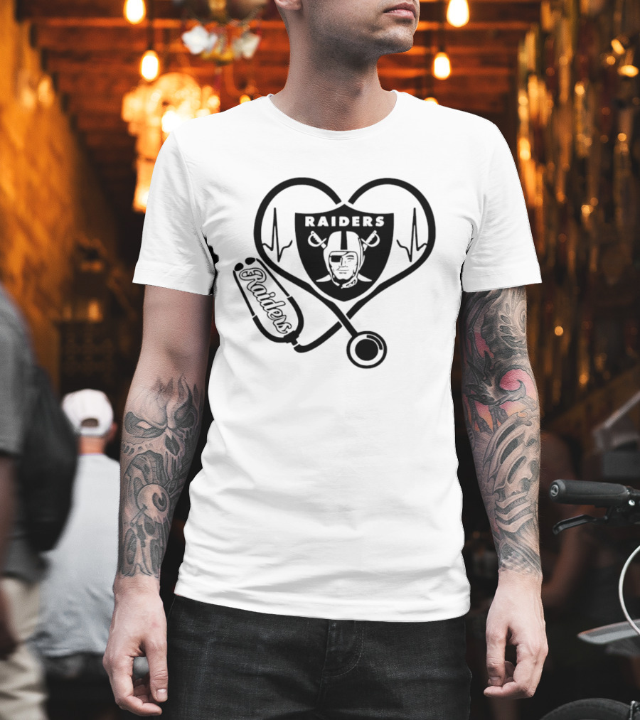 Las Vegas Raiders Nurse Heartbeat Stethoscope T-Shirt