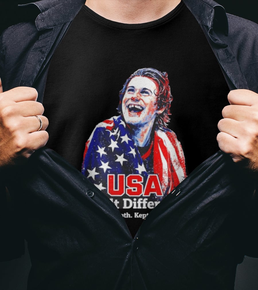 USA Gold Hockey Jack Hughes Built Different Lost A Tooth Kept The Fight T-Shirt