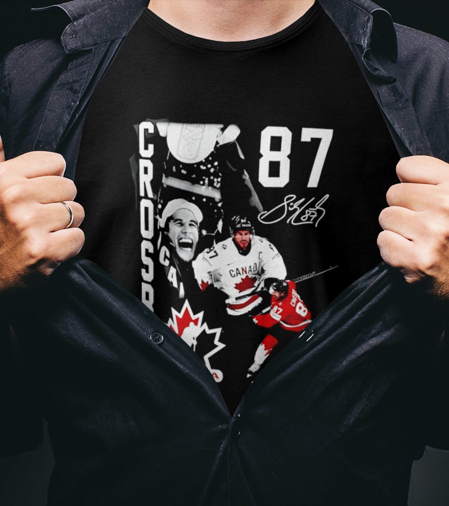 Crosby 87 Canada Hockey Maple Leaf Number Signature T-Shirt