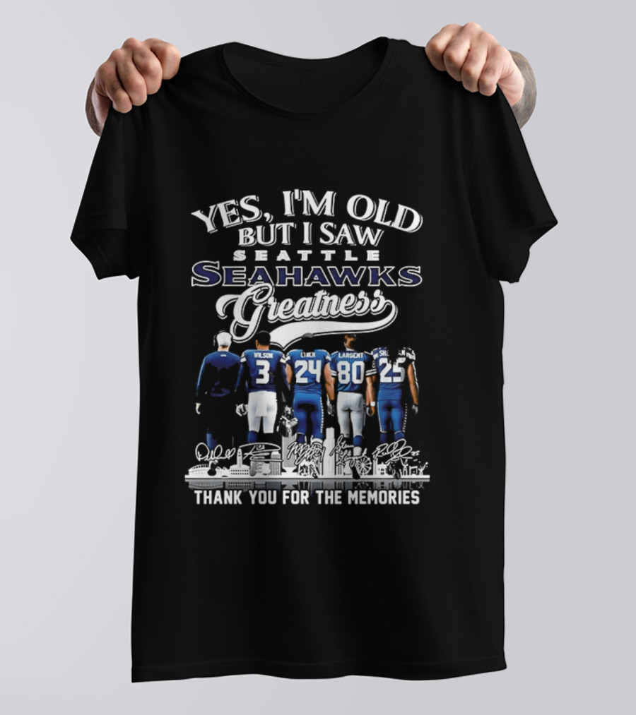 Seattle Seahawks Legends Wilson Largent Nostalgic Tribute Thank You For Memories T-Shirt