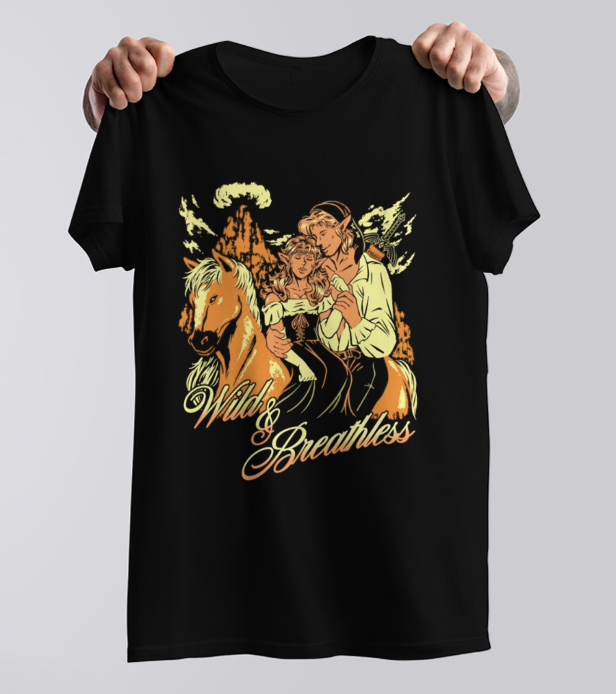 Wild And Breathless Adventure Retro Style Horseback Scene T-Shirt