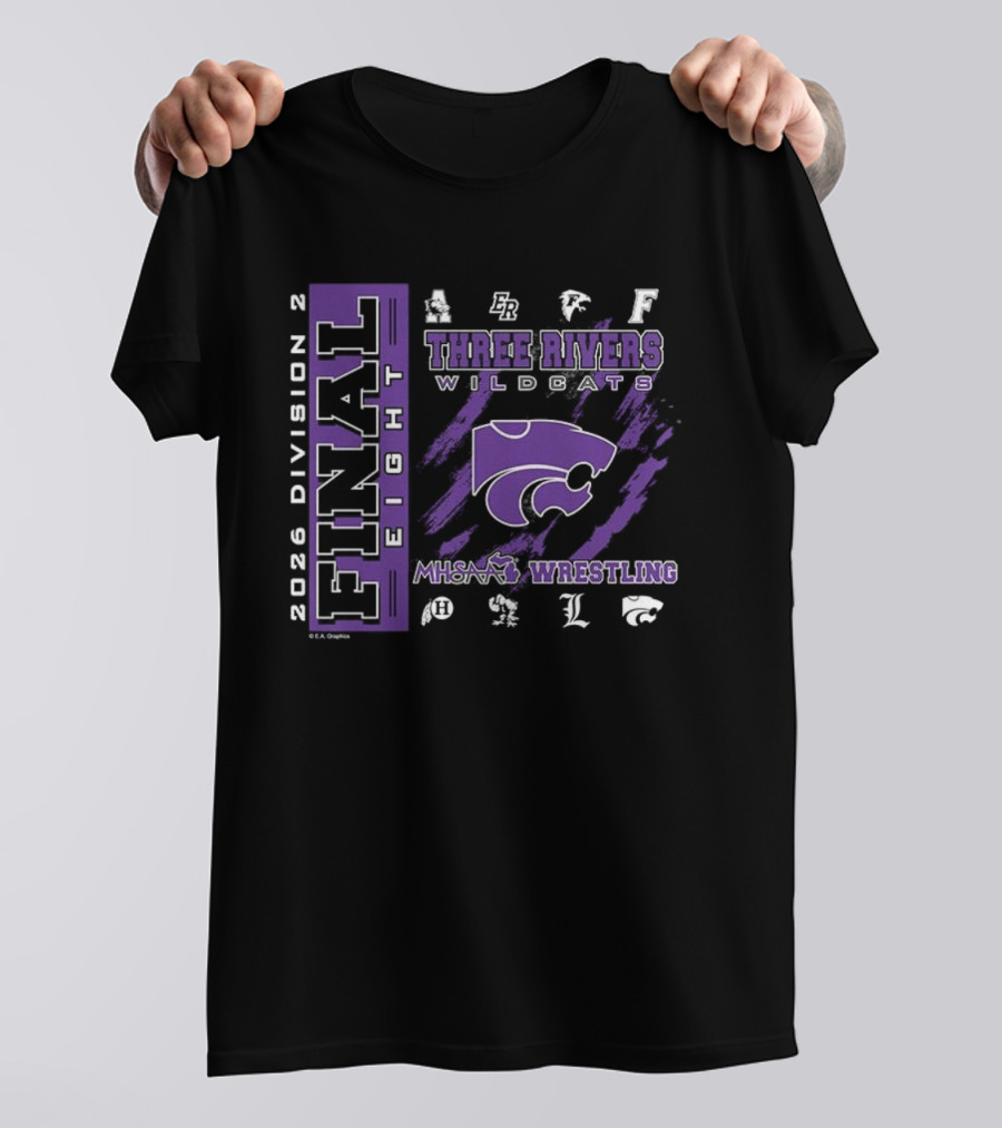 Three Rivers Wildcats 2026 Final Eight MHSAA Wrestling Division 2 T-Shirt