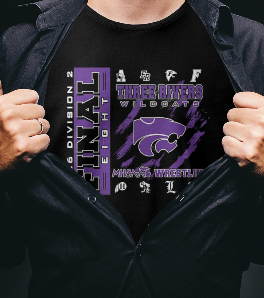 Three Rivers Wildcats 2026 Final Eight MHSAA Wrestling Division 2 T-Shirt