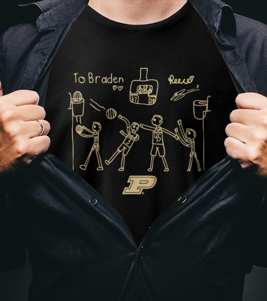 Purdue Boilermakers Basketball Braden Smith Drawing T-Shirt