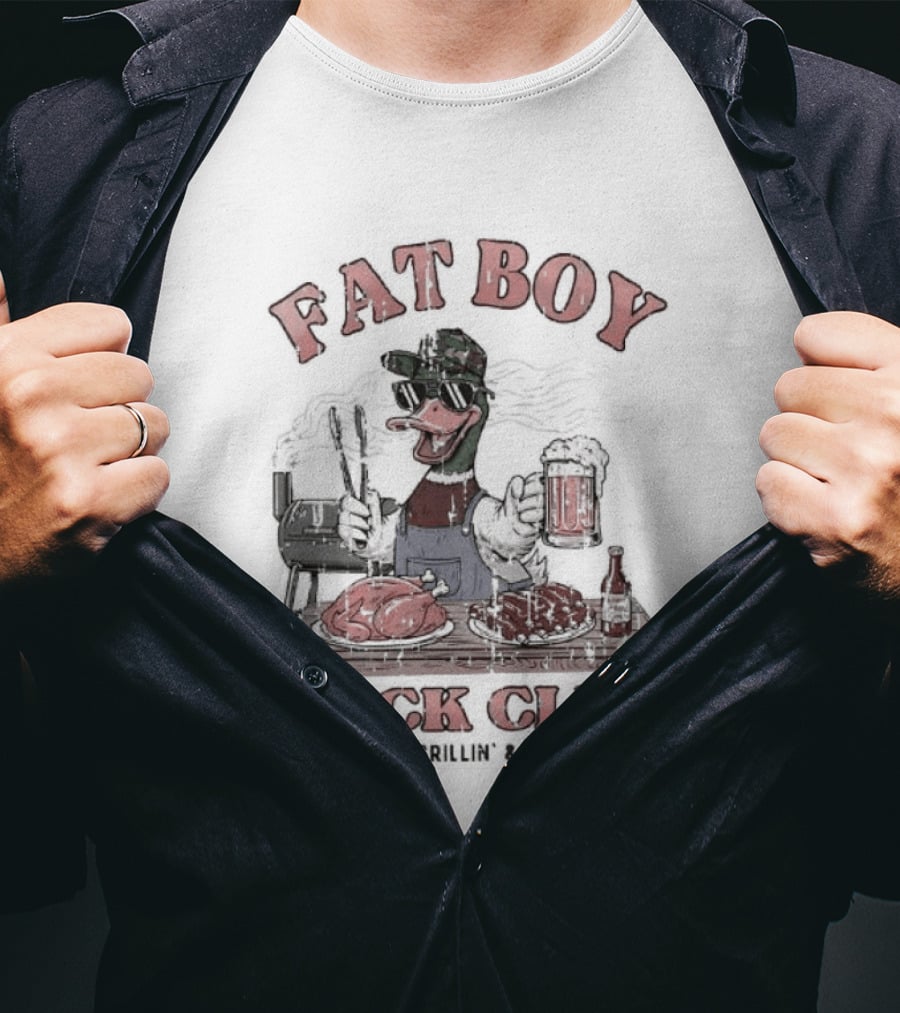 Fat Boy Duck Club Smokin' Grillin' Quackin' BBQ Cookout T-Shirt