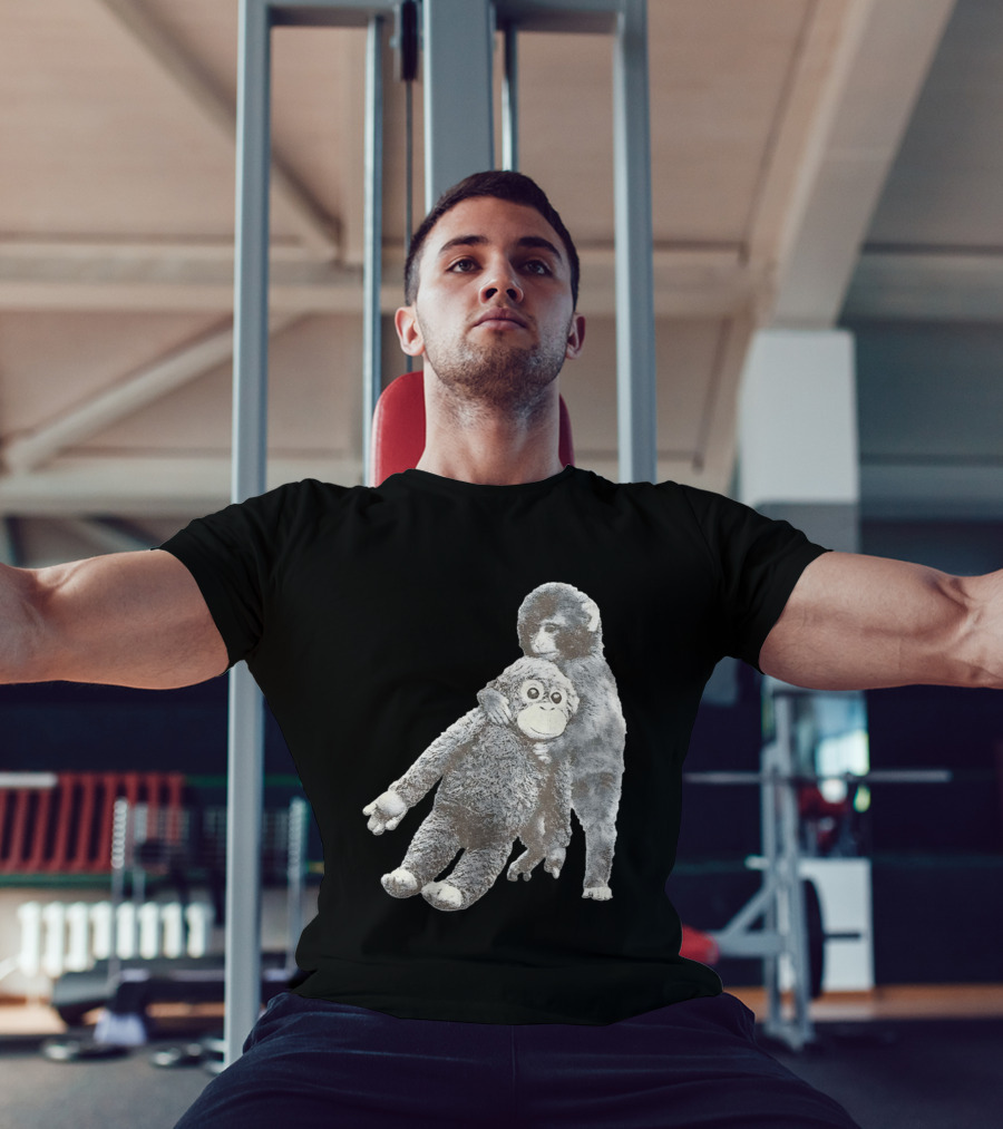 Punch Kun Monkey Plush Toy Hugging Scene T-Shirt