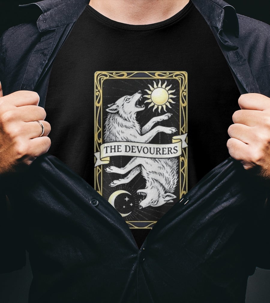 Skoll And Hati Norse Mythology Tarot Card Sun And Moon Wolves The Devourers T-Shirt