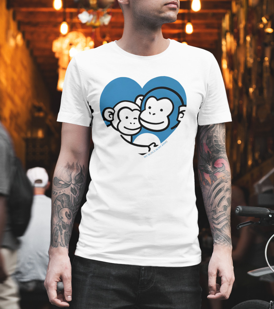 My World In My Arms Heart With Punchi Monkeys T-Shirt