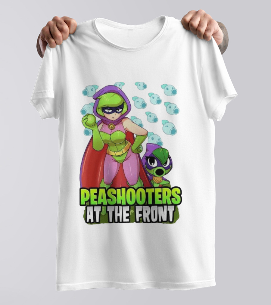 Peashooters At The Front Superhero Style Action Adventure T-Shirt