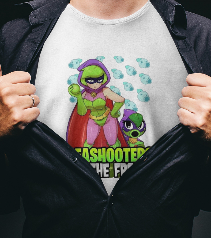 Peashooters At The Front Superhero Style Action Adventure T-Shirt
