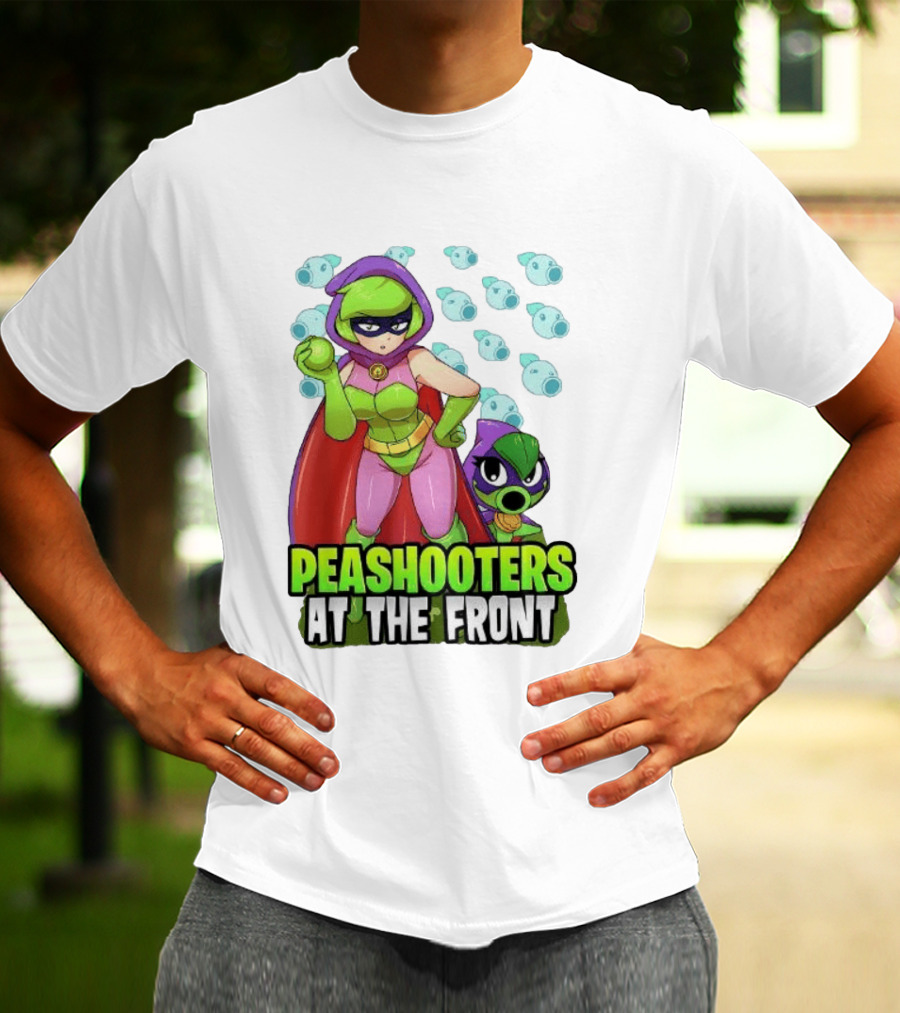 Peashooters At The Front Superhero Style Action Adventure T-Shirt
