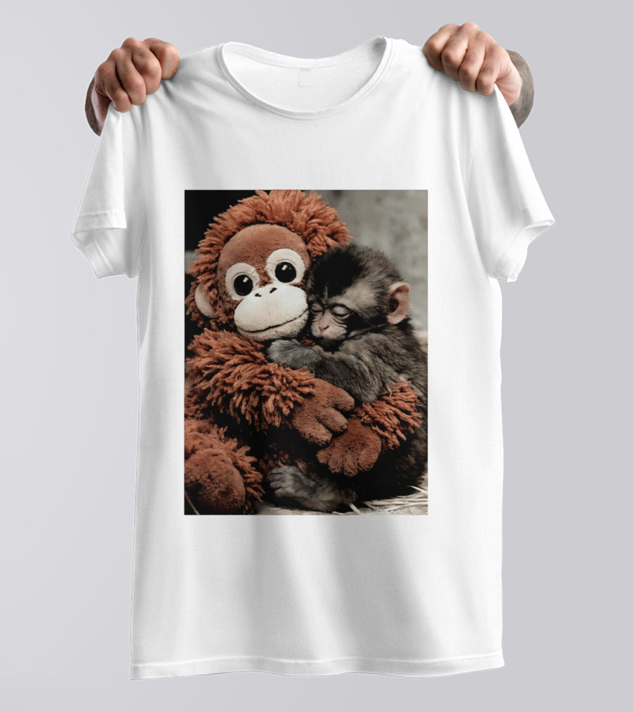 Punch Kun Cuddly Punch Monkey Hugging Plush Toy T-Shirt