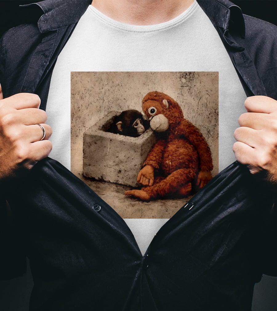 Punch Kun Punch The Monkey Cuddling Plush Toy Block Scene T-Shirt