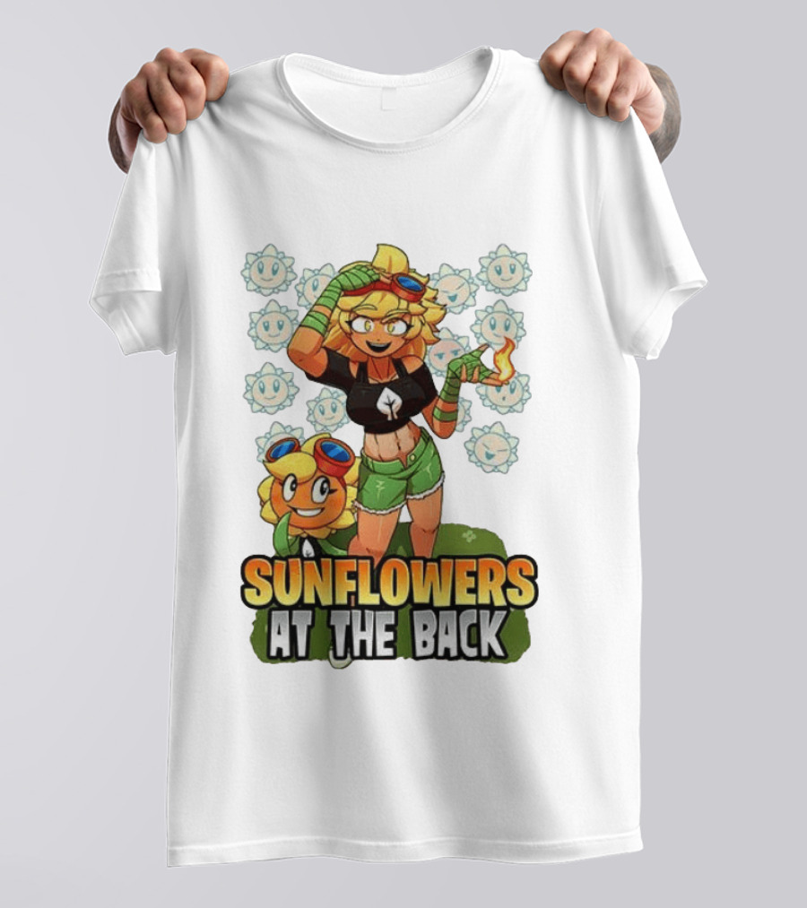 Sunflowers At The Back Colorful Character With Goggles And Fire Magic T-Shirt