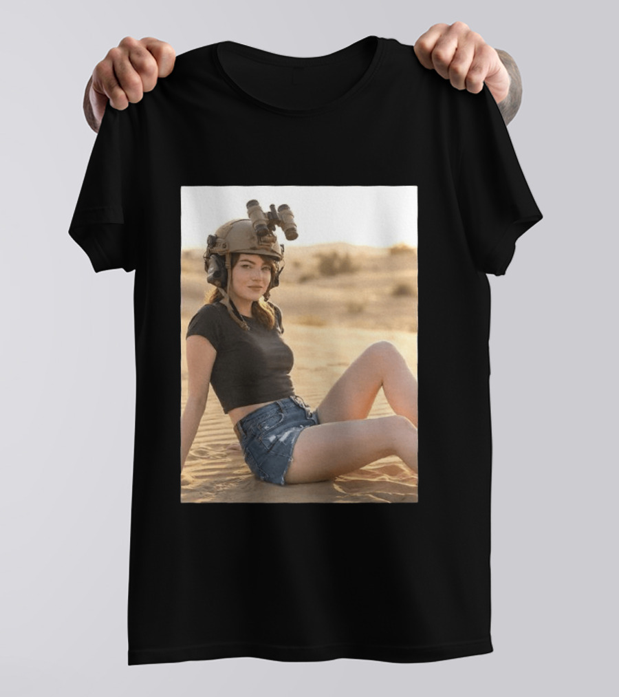 Emma Stone Desert Night Vision Helmet Adventure T-Shirt