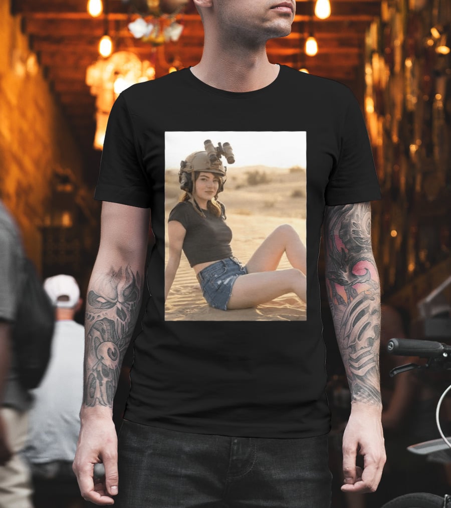 Emma Stone Desert Night Vision Helmet Adventure T-Shirt