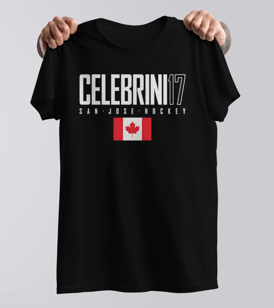 San Jose Hockey Celebrini 17 Canada Flag T-Shirt