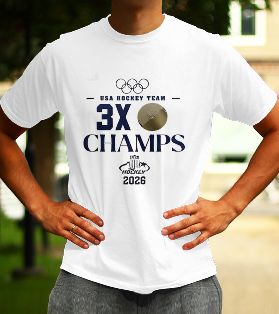 USA Hockey Team 3X Champs Olympic Gold Medal 2026 T-Shirt