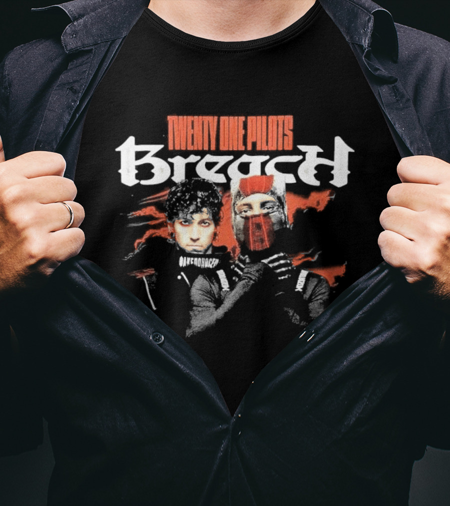 Twenty One Pilots Breach Duo Masked Faces Red Accents T-Shirt
