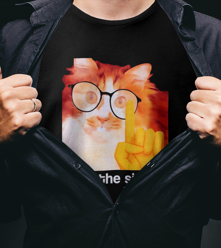 What The Sigma Cat Meme Glasses Pointing Finger Humor T-Shirt