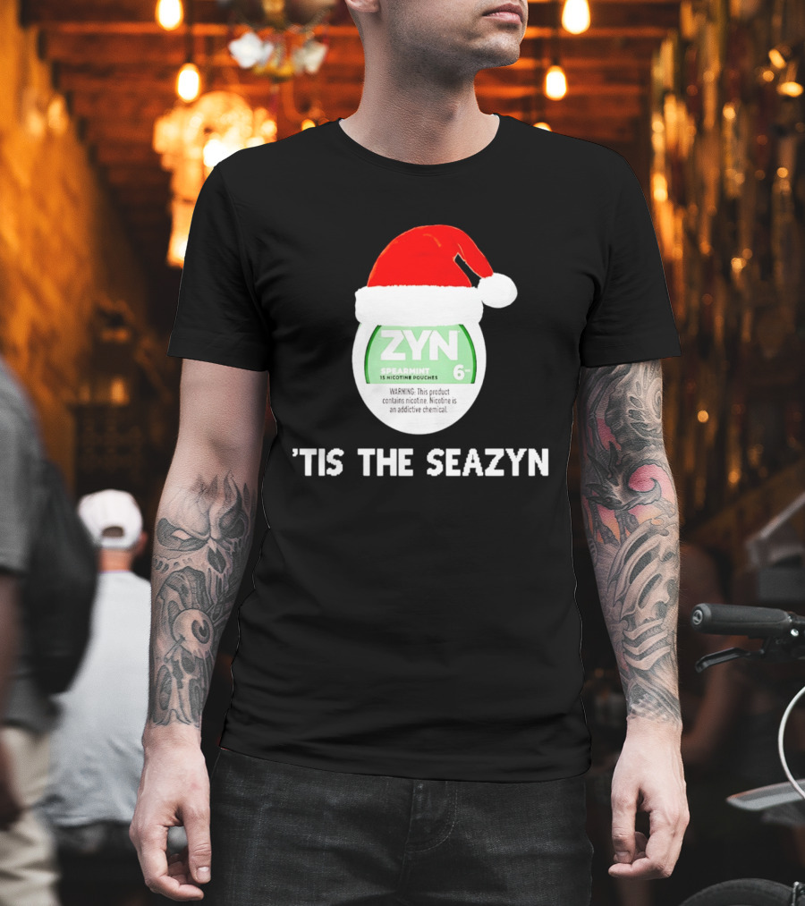 Zyn Spearmint Christmas Tis The Seazyn With Santa Hat T-Shirt