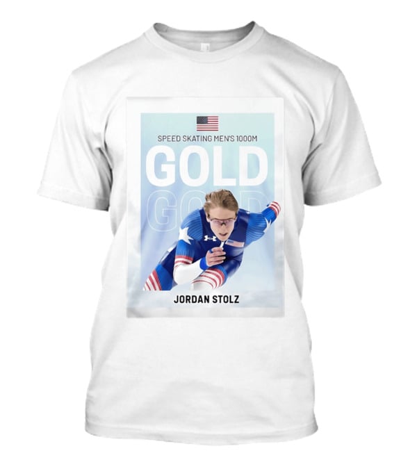 American Flag Speed Skating Men's 1000M Gold Jordan Stolz T-Shirt