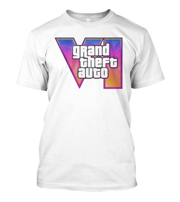 Grand Theft Auto VI 2025 GTA 6 VI Logo With Sunset Palm T-Shirt