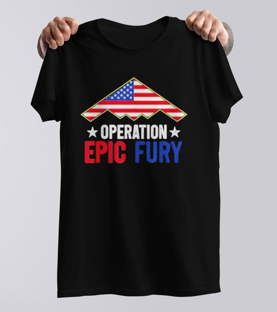 Operation Epic Fury 2026 American Flag Motif T-Shirt
