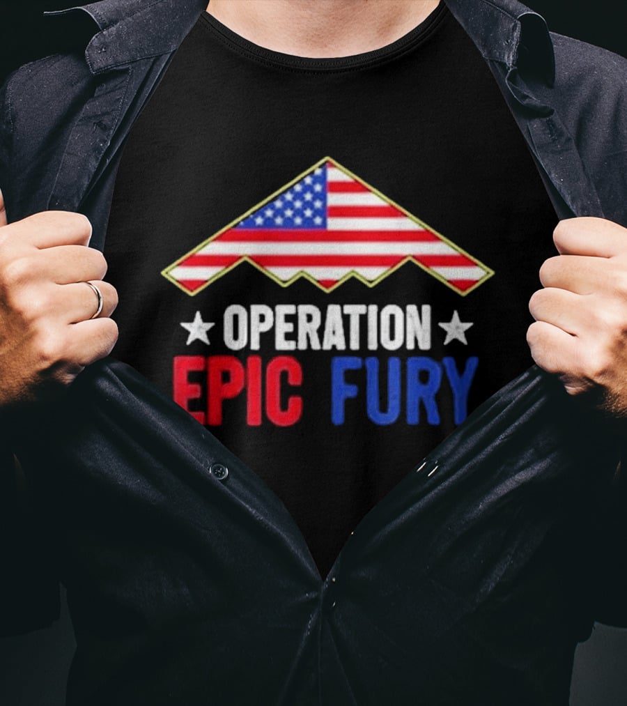 Operation Epic Fury 2026 American Flag Motif T-Shirt