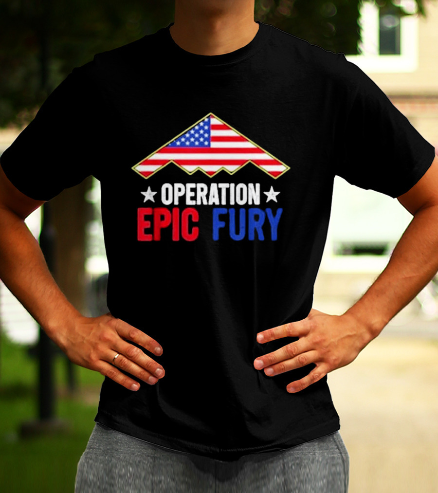 Operation Epic Fury 2026 American Flag Motif T-Shirt