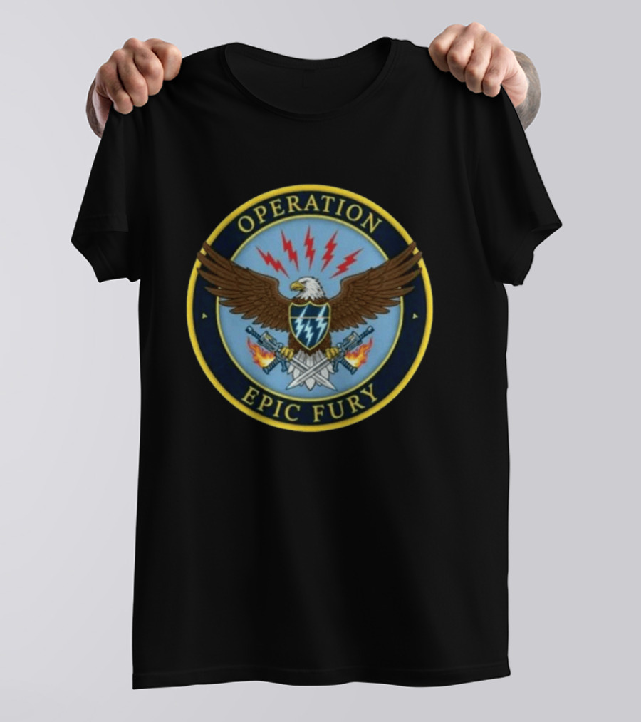 Operation Epic Fury Eagle Emblem With Lightning And Crossed Swords T-Shirt