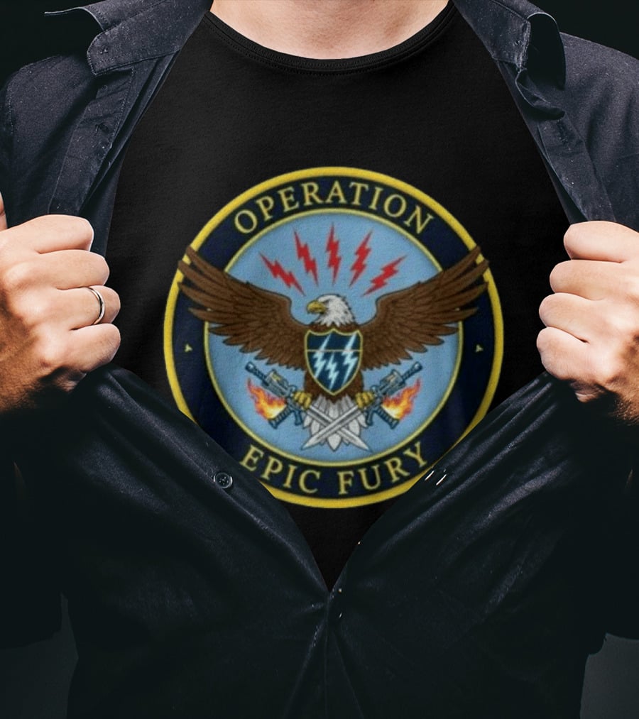 Operation Epic Fury Eagle Emblem With Lightning And Crossed Swords T-Shirt