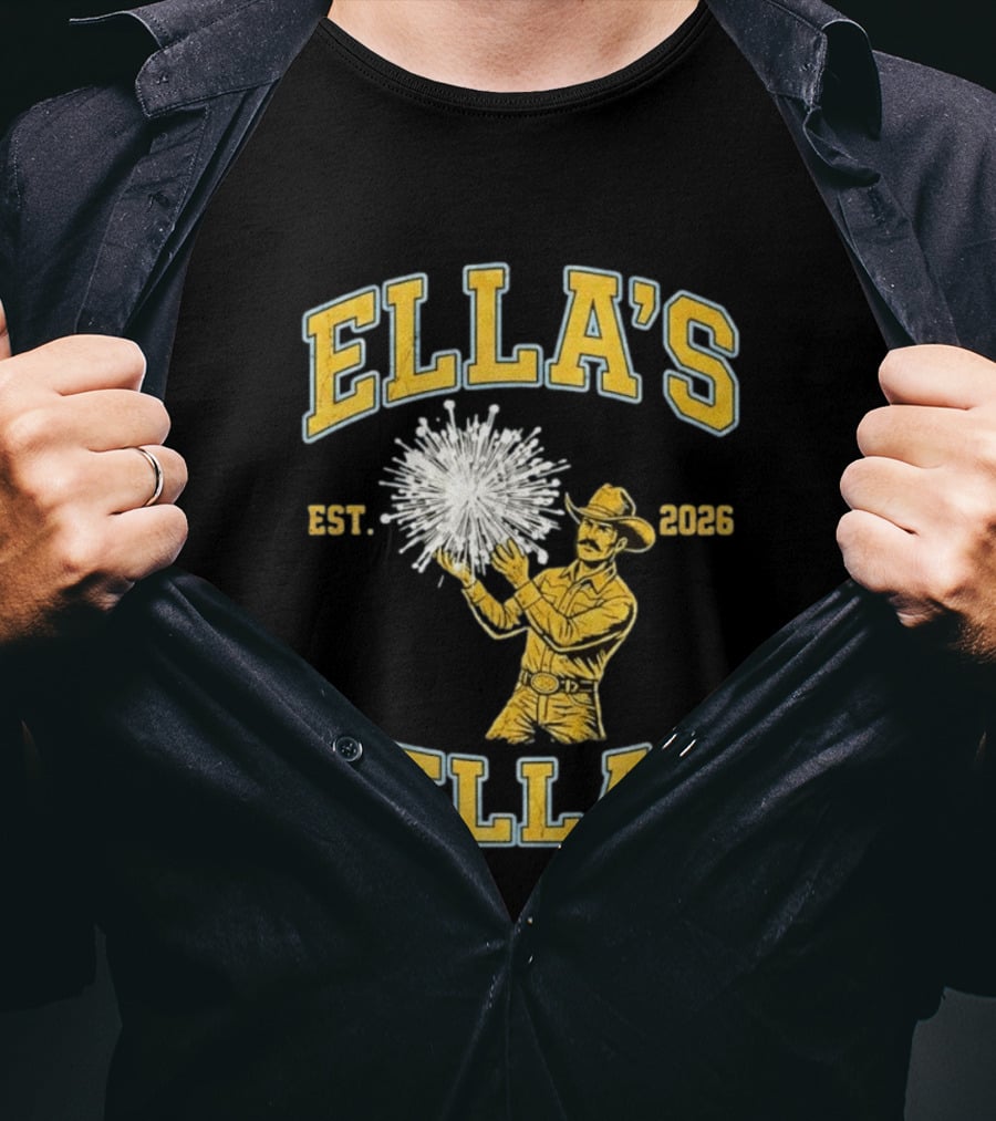 Ella Langley Ella's Fellas Est 2026 Cowboy And Fireworks T-Shirt