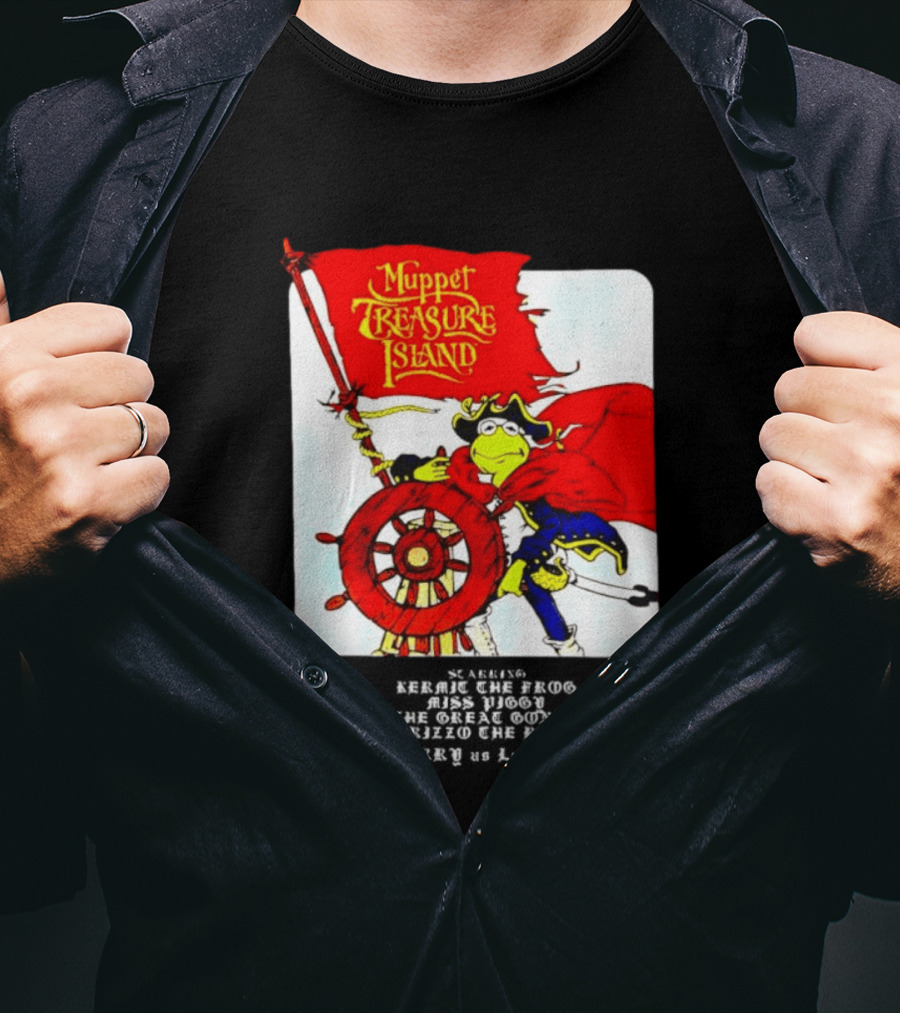 Kermit The Frog Muppet Treasure Island 1996 Steering Pirate Ship T-Shirt