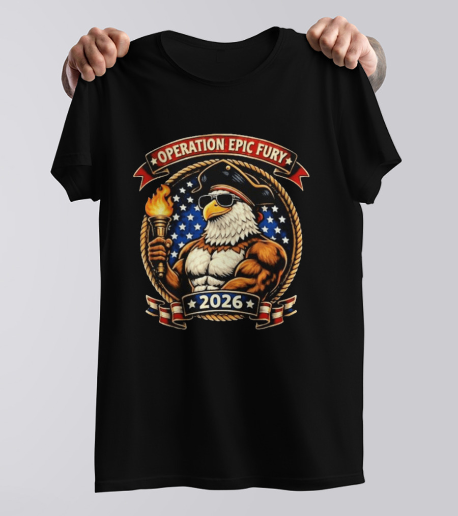 Operation Epic Fury 2026 Patriotic Eagle Muscle T-Shirt
