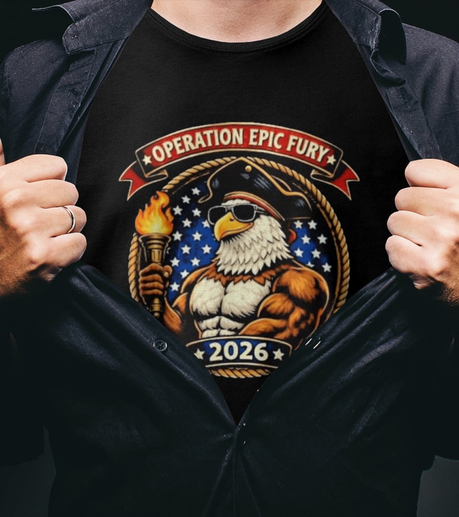 Operation Epic Fury 2026 Patriotic Eagle Muscle T-Shirt